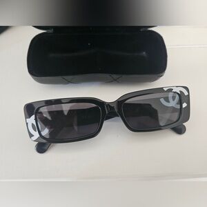 CHANEL Black and White Sunglasses